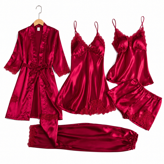 Satin Nightwear Set 5-Piece